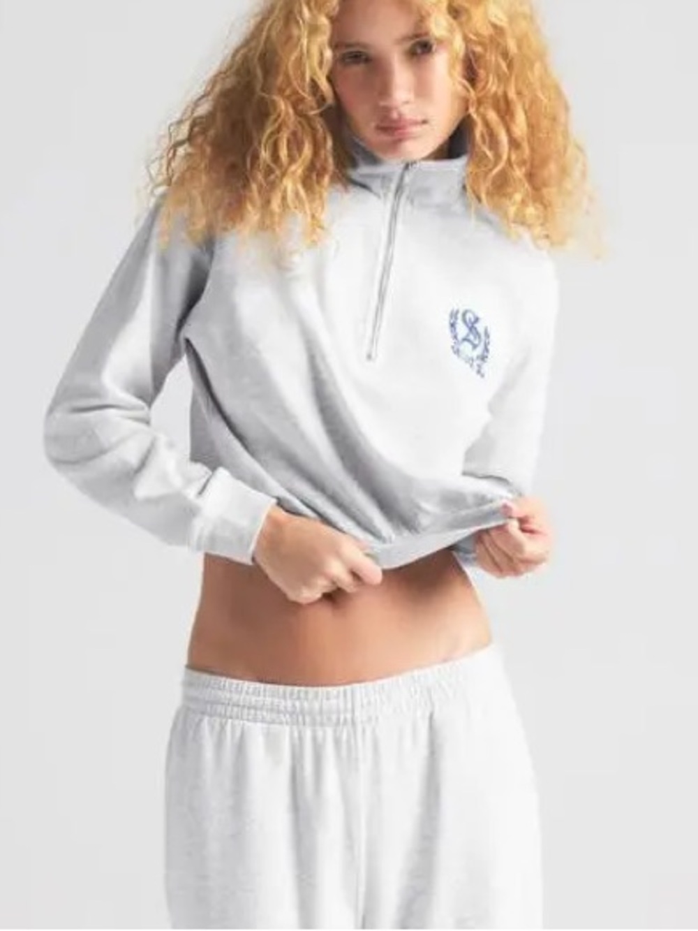 Skims Lightweight Fleece Shrunken Quarter Zip Pullover size large NWT - Picture 2 of 12
